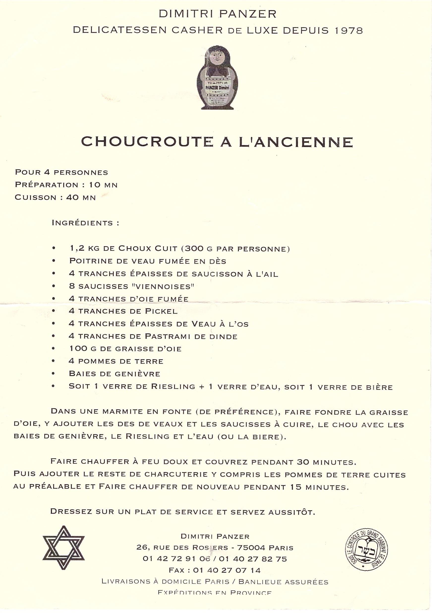 kit choucroute ( pour 2 personnes ) - Panzer Charcuterie